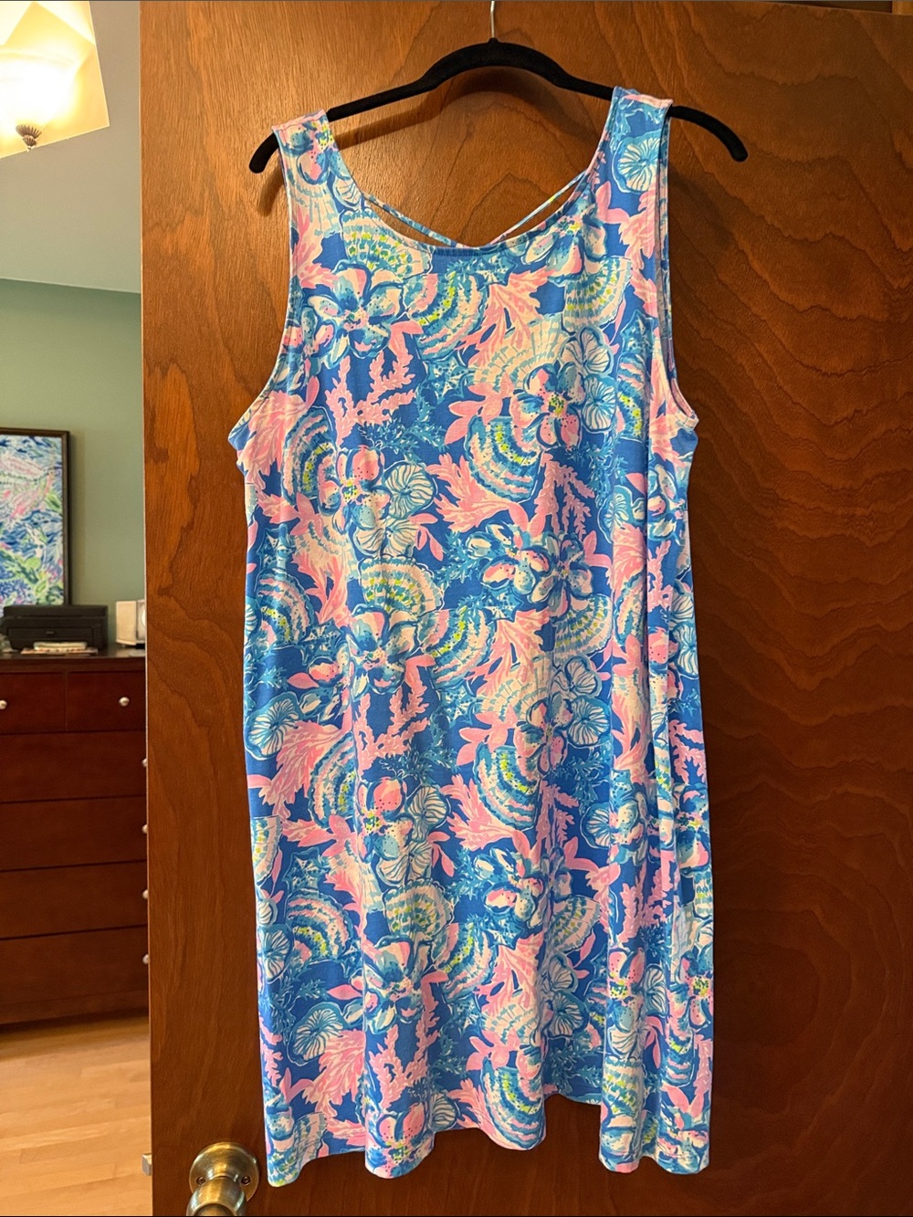 Lilly Pulitzer Blue Pink Green Floral Print Mini Dress